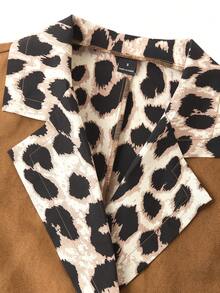 SHEIN Clasi Áo khoác da lộn dài tay họa tiết da báo thanh lịch dành cho nữ, màu nâu, mùa thu/đông - màu nâu - Xem 13