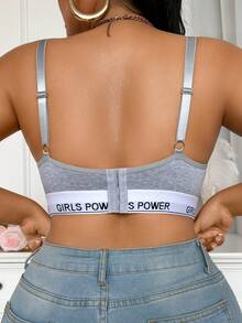 NudeFit 1pc Plus Size Women Letter Print Waist Band Bra