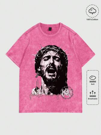 Street Life Herren Vintage gewaschen Corpse Bride Grafik Kurzarm T-Shirt