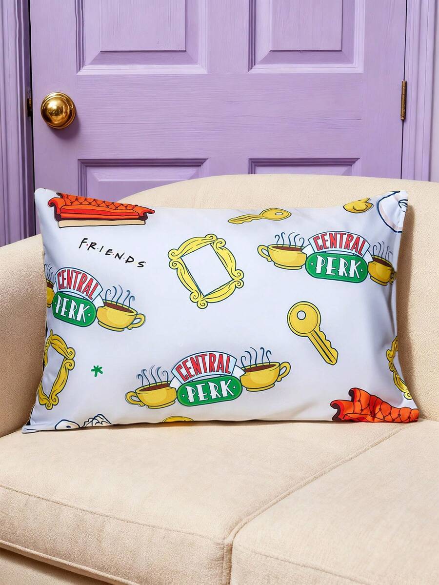 FRIENDS X SHEIN 2pcs Floral Print Pillowcase Set, Sateen Fabric, Soft & Cool, Smooth & Wrinkle-Resistant, Gentle On Hair & Skin