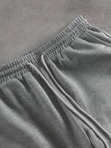 SLATEMANN Men's Casual Fashion Street Sporty Letter Print Contrast Color Half Zip Hooded Sweatshirt And Drawstring Waist Straight Leg Sweatpants Set, Spring/Autumn - Multicolor - View 6