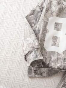 SHEIN 2pcs Baby Girl Cute Grey Printed Long Sleeve Sweatshirt And Elastic Waist Pants Set, Autumn/Winter - Multicolor - View 5