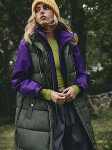 Medorelle 女士秋冬时尚休闲纯色多口袋拉链户外运动连帽防风外套，适合徒步露营、越野骑行等户外运动，也适合新年、圣诞节等户外活动穿着。 - 紫色 - 查看 6