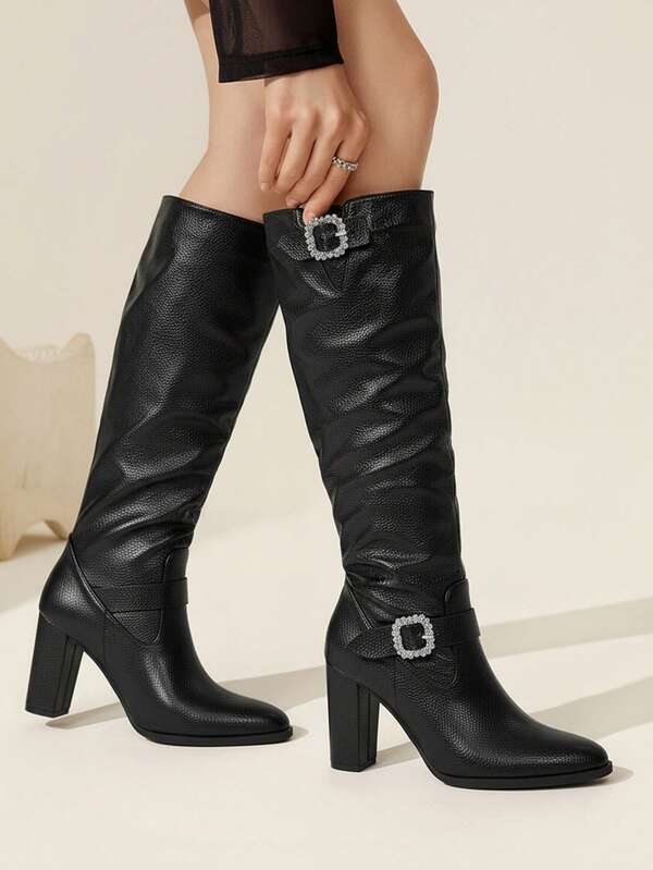 CUCCOO CHICEST Women's Versatile Sexy High Heel Riding Boots, New Thick Heel Tall Boots Over The Knee For Autumn/Winter For Christmas