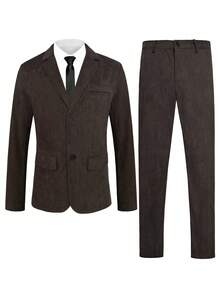 Calvornis Women's Solid Color Minimalist Daily Wear Long Sleeve Jacket And Pants Suit - Coffee Brown - View 4