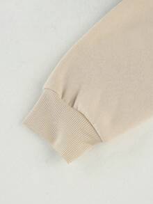 SHEIN Women's Casual Slogan Print Long Sleeve Sweatshirt With Pockets, Thermal Lined, Autumn/Winter - Apricot - View 6