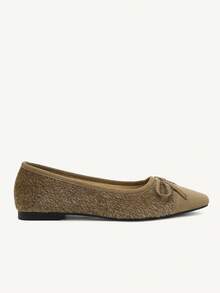 CUCCOO CHICEST Nuevos zapatos planos de estilo bohemio con lazo para mujer, de puntera cuadrada y empeine bajo, para otoño/invierno - Albaricoque - Ver 9