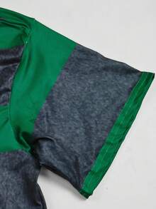 Manfinity Dauomo Camiseta casual de cuello redondo de manga corta con estampado de letras y rayas para hombres - Multicolor - Ver 3