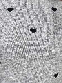 Serisse 女式立领插肩袖心形图案毛衣，秋冬 - 淺灰色 - 查看 7