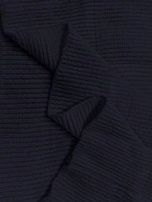 Rafferiza Gaun Rajut Kasual Wanita Warna Polos Kerah Tinggi Bahu Longgar Lengan Panjang, Musim Gugur/Dingin - Dark Grey - View 8