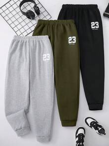 3pcs/Set Casual Printed Loose Drawstring Sweatpants For Teenage Boys, Suitable For Daily Sports And Outings - Army Green - View 1