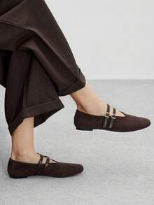 CUCCOO BIZCHIC Giày bệt tối giản, đa năng, thoải mái khi đi làm dành cho nữ - màu nâu - Xem 3