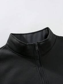 Manfinity Homme Men's Thermal Lined Pullover Sweatshirt With Half Zip Neck And Drawstring Waist Sweatpants Set - Black - View 3