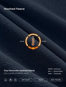 GLOWMODE 日常穿着舒适柔软轻盈保暖抓绒运动裤，阔腿设计，侧边口袋，可调节抽绳腰带，适合秋冬季户外日常休闲穿着 - 深色水洗藍 - 查看 5