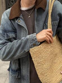 Vivie Lora Women's Casual Pocket Loose Long Sleeve Zip-Up Denim Jacket - Blue - View 2