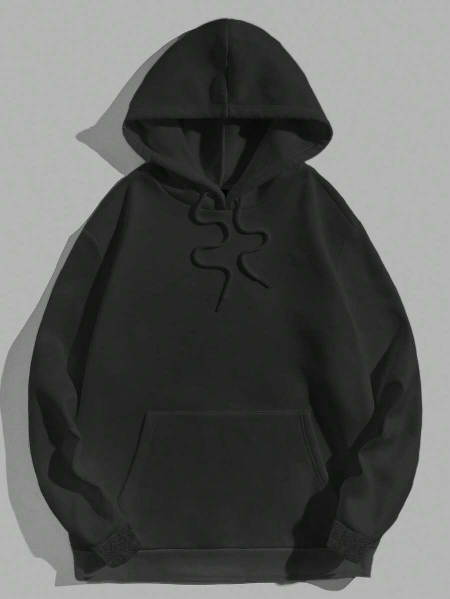 EURMUSE 100%Cotton Men's Hooded Sweatshirt With Kangaroo Pocket And Drawstring - Dark Grey - View 1