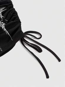 ROMWE Grunge Punk Váy trùm đầu xếp nếp hở lưng bất đối xứng phong cách Punk dành cho nữ - màu đen - Xem 3