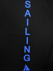 Manfinity VDAYZ 男士字母印花插肩长袖防晒泳衣上衣 - 黑色 - 查看 5