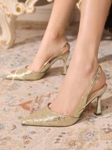 CUCCOO TILAWA Pantofi cu toc înalt și sclipici pentru femei, cu vârf ascuțit și aspect glamuros, la modă