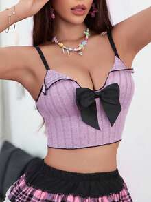 Eraneu 女士性感甜美舒适吊带背心 - 粉色 - 查看 6