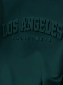 Claim Dot Stylish Men's Green Long Sleeve Top Sweatshirt Knitted Fabric With Los Angeles California Embossed Detail Regular Fit - Green - View 2