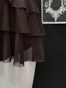 EgrlEra 女士系带性感紧身长袖网纱连体裤 - 棕色 - 查看 3