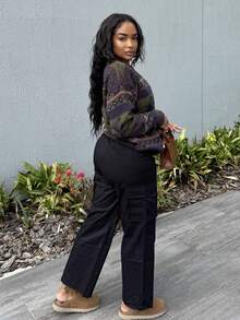 Alexandranx Geo Pattern Drop Shoulder Sweater,Long Sleeve Tops - Multicolor - View 4