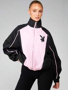 Missguided x Playboy 轻薄撞色立领防风夹克，适合春秋季叠穿 - 彩色 - 查看 4