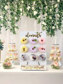 طقم حامل خشبي لعرض الدونات مقاس 26*35 سم، مناسب ل- 9 دونات، رفوف عرض الأطعمة، إكسسوارات ديكور الحلويات DIY، رفوف ديكور الكيك، إكسسوارات ديكور طاولة حفلة عيد الميلاد وحفلات استحمام الطفل وحفلات الكشف عن نوع الجنين - متعدد الألوان - مشاهدة 1