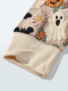 Manfinity Dauomo 男式万圣节图案贴花圆领长袖运动衫，秋季 - 彩色 - 查看 3