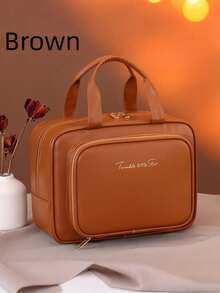 1 件装大容量 PU 防水便携旅行化妆包独特设计女士化妆品收纳包储物柜装饰梳妆台洗漱包桌面收纳包化妆包化妆袋旅行必备化妆品收纳包梳妆台配件 - 彩色 - 查看 25