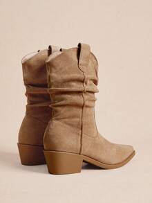 Rosivie Giày bốt cổ cao phong cách phương Tây cổ điển dành cho nữ - Màu Khaki - Xem 4