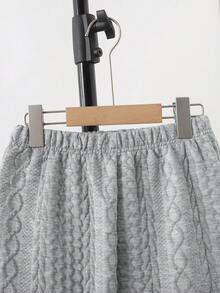 SHEIN 少女提花针织连帽开衫和宽松长裤两件套 - 淺灰色 - 查看 6