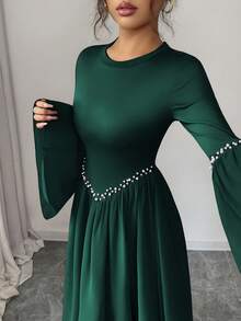 Elenzga Elegant Wedding Guest Dress, Romantic & Graceful Ladies Dress - Dark Green - View 4