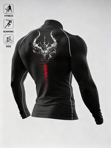 Acti Log Áo thun thể thao dài tay nam, thích hợp cho chạy bộ, đạp xe, tập gym, áo nén dài tay nam, áo nén cổ lọ nam, áo nén nam - màu đen - Xem 2