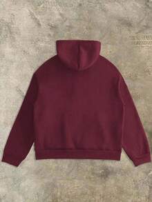 Manfinity Dauomo Men's Casual Zip-Up Hoodie Sweatshirt - Burgundy - View 2