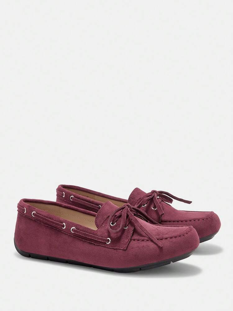 CUCCOO CURVES Plus Size & Wide Width Burgundy Women Comfortable Flat Loafers, Suitable For Vacation, Casual, And Daily Commute