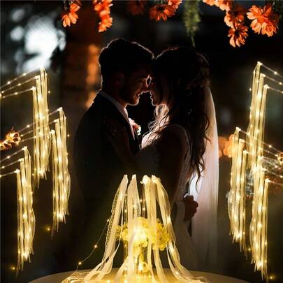 Light Up Wands For Wedding, Wedding Wands Streamers With 3 Colorful Flashing Modes, Fairy Wands, LED Silk Fairy Wand With Bells For Wedding, New Year, Raves, Concert, Birthday Back To School Valentine's Day