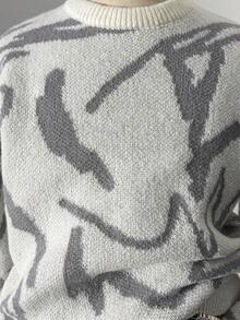 Manfinity Hypemode Suéter de hombre con estampado gráfico y hombros caídos, para otoño e invierno - Blanco - Ver 5