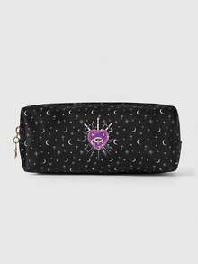 ROMWE Grunge Punk Fashionable Palace Style Eye, Sword, Heart, Star And Moon Pattern Compact Cosmetic Makeup Organizer Bag, Travel Luggage Pouch - Multicolor - View 1