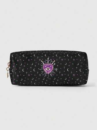 Grunge Punk Organizador de maquillaje estilo palacio de moda con diseños de ojos, espada, corazón, estrella y luna, bolsa organizadora de cosméticos, estuche de viaje