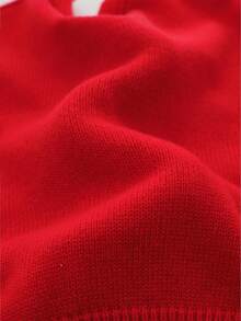 SHEIN Stylify 女士秋冬复古斯德哥尔摩风格印花套头毛衣，优雅百搭，适合约会、工作、办公室、商务休闲等场合，红色交叉羊毛混纺针织上衣 - 紅色 - 查看 10