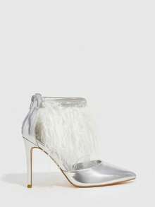 女性銀魅力四射高跟鞋高跟鞋帶流蘇裝飾,時尚適用於戶外運動