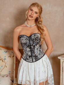 Myrelith 1pc Women Elegant Jacquard Bandeau Shapewear Top - Multicolor - View 1