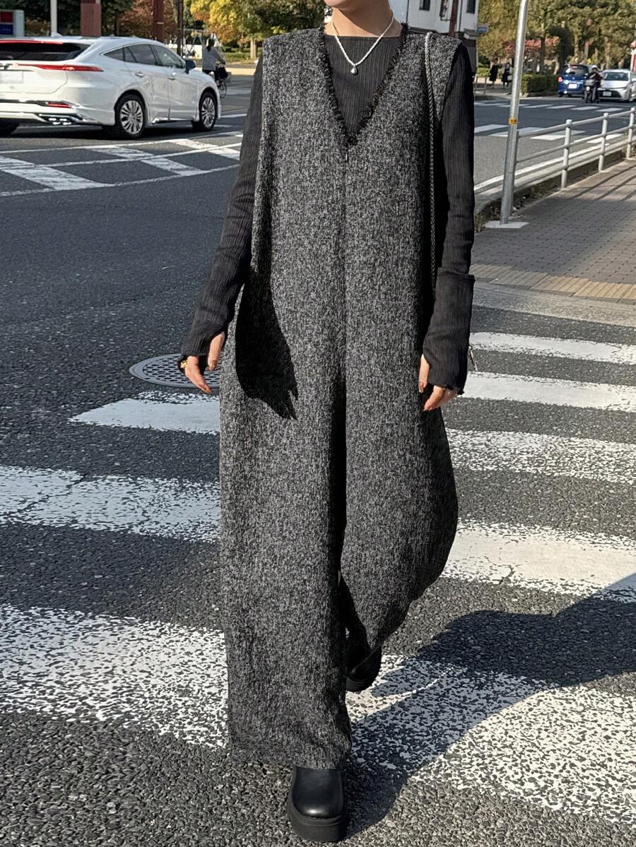 FRIFUL 女士时尚无袖连体裤，适合通勤，秋冬季