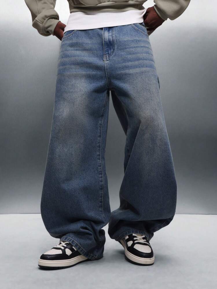PLAYBOY X SUMWON Balloon Fit Denim Jeans With Embroidered Details