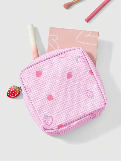 Kawaii Fashionable Cartoon Vintage Girl Thicker And Portable Cosmetic Bag With Large Capacity, Small Square Bag 442464
