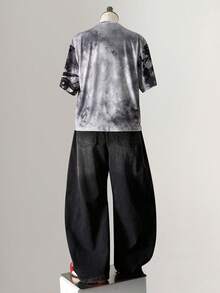 Manfinity Hypemode Men's Street Style Loose Graffiti Oversized Print Short Sleeve T-Shirt - Multicolor - View 3