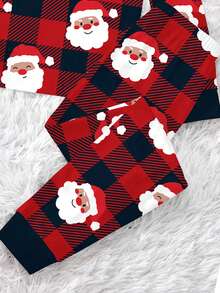 Tween Boy Casual Minimalist Fashion Warm & Comfortable Classic Christmas Tree Pattern, Santa Claus Pattern, Snug Fit Loungewear - Multicolor - View 5