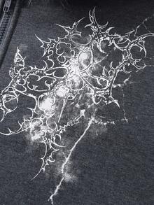 ROMWE MEN Men's Casual Gothic Fur Hooded Sweatshirt, Autumn/Winter